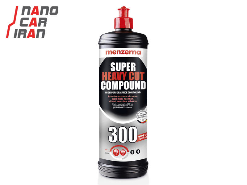 پولیش خیلی زبر 300 یک لیتری با فرمول بهبود یافته منزرنا مدل Menzerna Super Heavy Cut Compound Improved Formula 300 1L